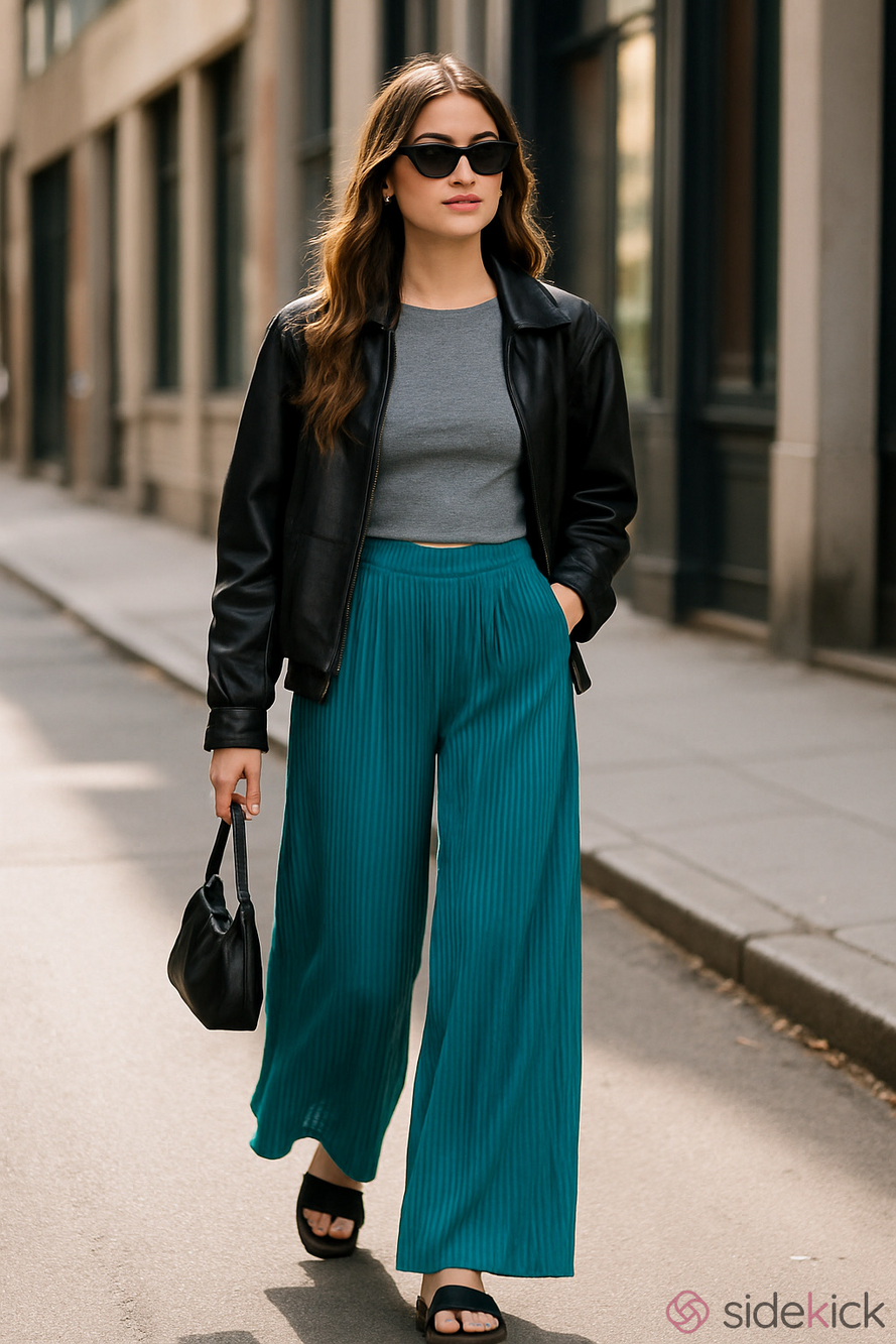 HG Teal Pleated Pants Medium